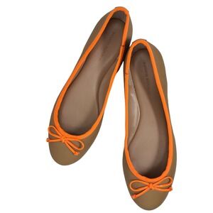 Banana Republic Ashley Bow Ballet Flats with Tan & Orange Trim Size 9.5